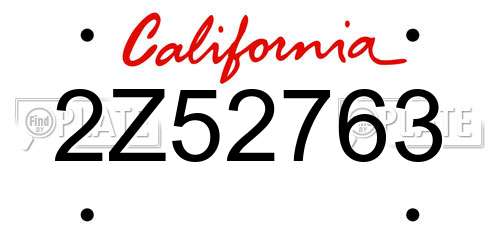2Z52763 California License Plate