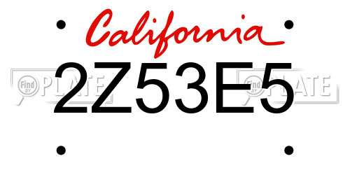 2Z53E5 California License Plate