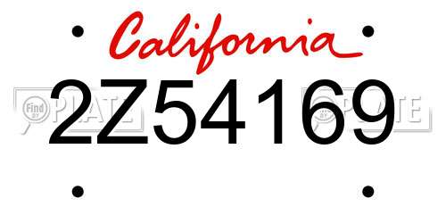 2Z54169 California License Plate