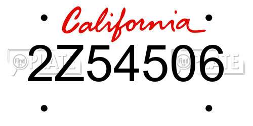 2Z54506 California License Plate