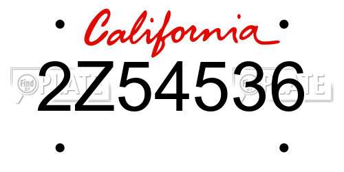 2Z54536 California License Plate
