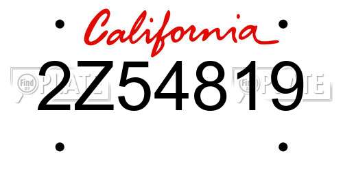 2Z54819 California License Plate
