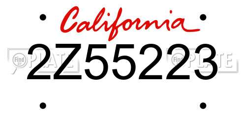2Z55223 California License Plate