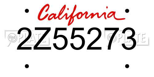2Z55273 California License Plate