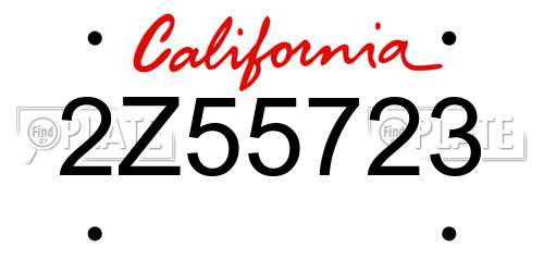 2Z55723 California License Plate