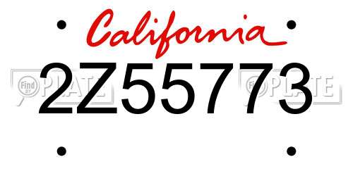 2Z55773 California License Plate
