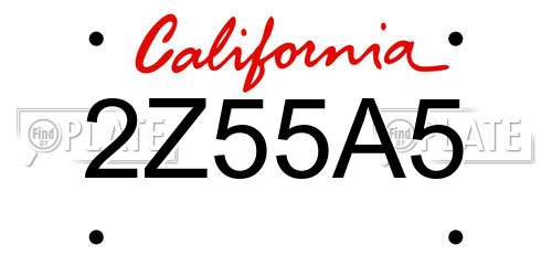 2Z55A5 California License Plate