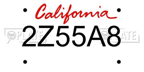 2Z55A8 California License Plate