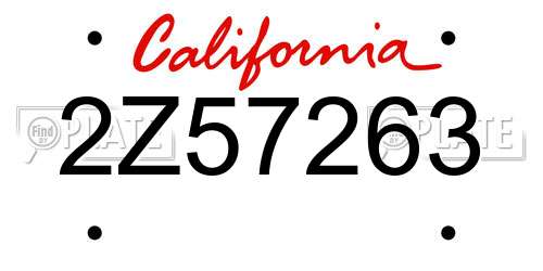 2Z57263 California License Plate