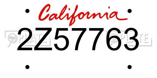 2Z57763 California License Plate