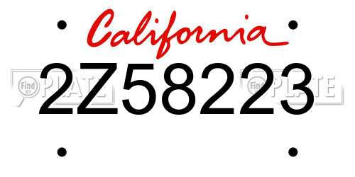 2Z58223 California License Plate