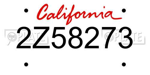2Z58273 California License Plate