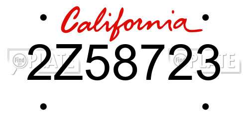 2Z58723 California License Plate