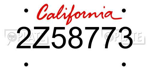 2Z58773 California License Plate