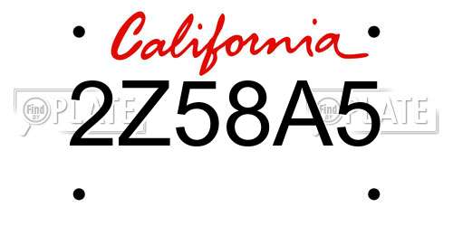2Z58A5 California License Plate