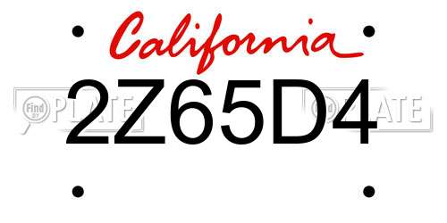 2Z65D4 California License Plate