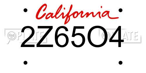 2Z65O4 California License Plate