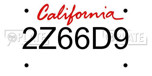 2Z66D9 California License Plate