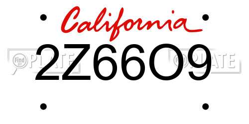 2Z66O9 California License Plate