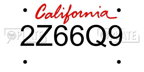 2Z66Q9 California License Plate