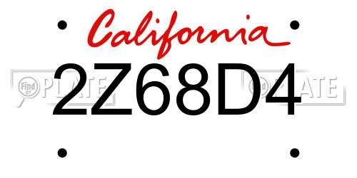 2Z68D4 California License Plate