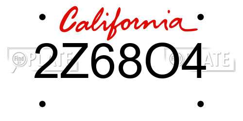 2Z68O4 California License Plate