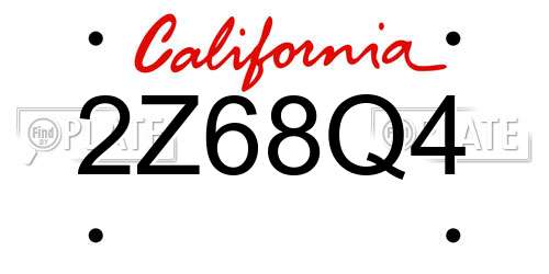 2Z68Q4 California License Plate