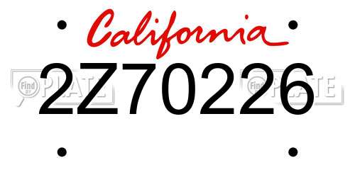 2Z70226 California License Plate
