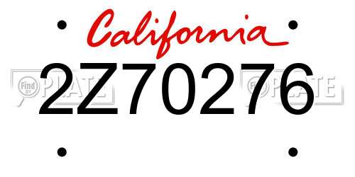 2Z70276 California License Plate