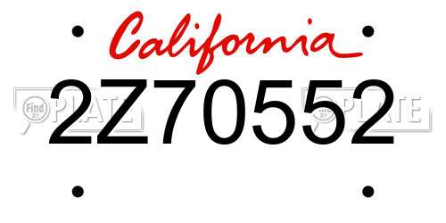 2Z70552 California License Plate