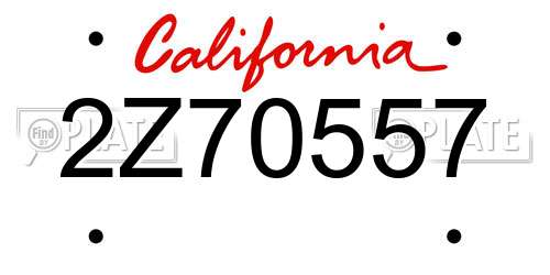 2Z70557 California License Plate
