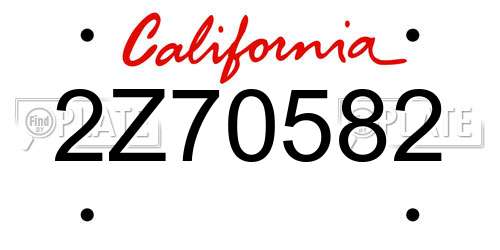 2Z70582 California License Plate