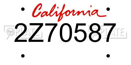 2Z70587 California License Plate