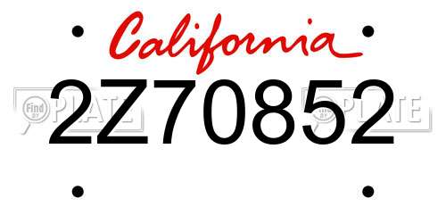 2Z70852 California License Plate