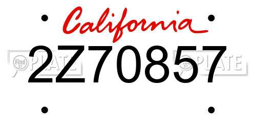 2Z70857 California License Plate