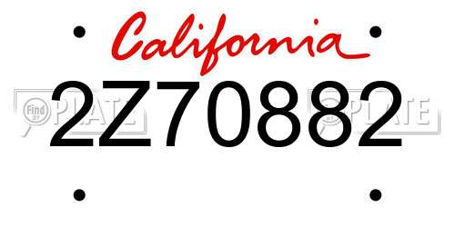 2Z70882 California License Plate