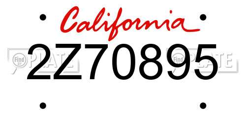 2Z70895 California License Plate
