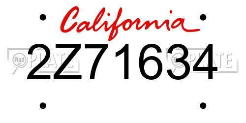 2Z71634 California License Plate