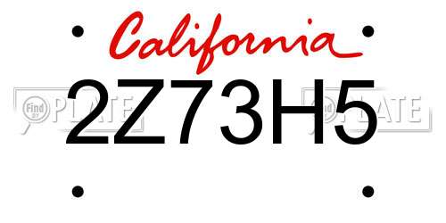 2Z73H5 California License Plate
