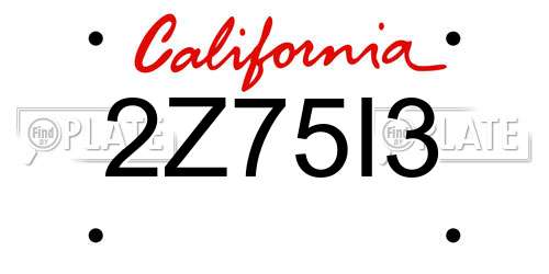 2Z75I3 California License Plate