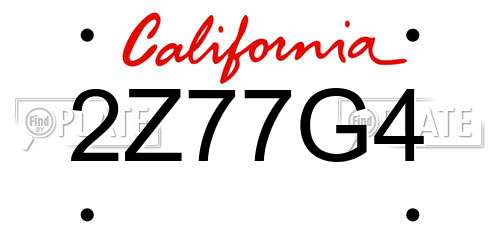 2Z77G4 California License Plate