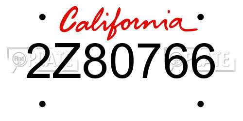 2Z80766 California License Plate
