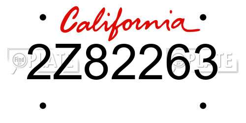 2Z82263 California License Plate