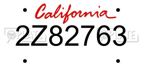 2Z82763 California License Plate