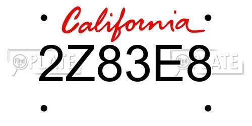 2Z83E8 California License Plate