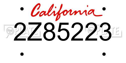 2Z85223 California License Plate