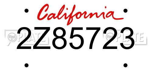 2Z85723 California License Plate