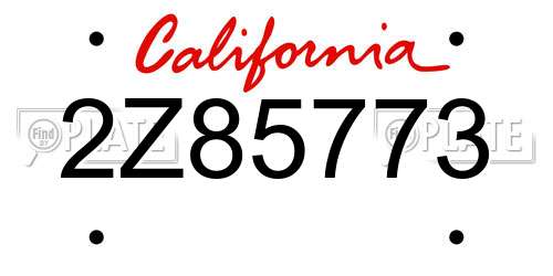 2Z85773 California License Plate