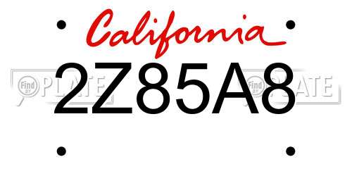 2Z85A8 California License Plate