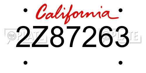 2Z87263 California License Plate